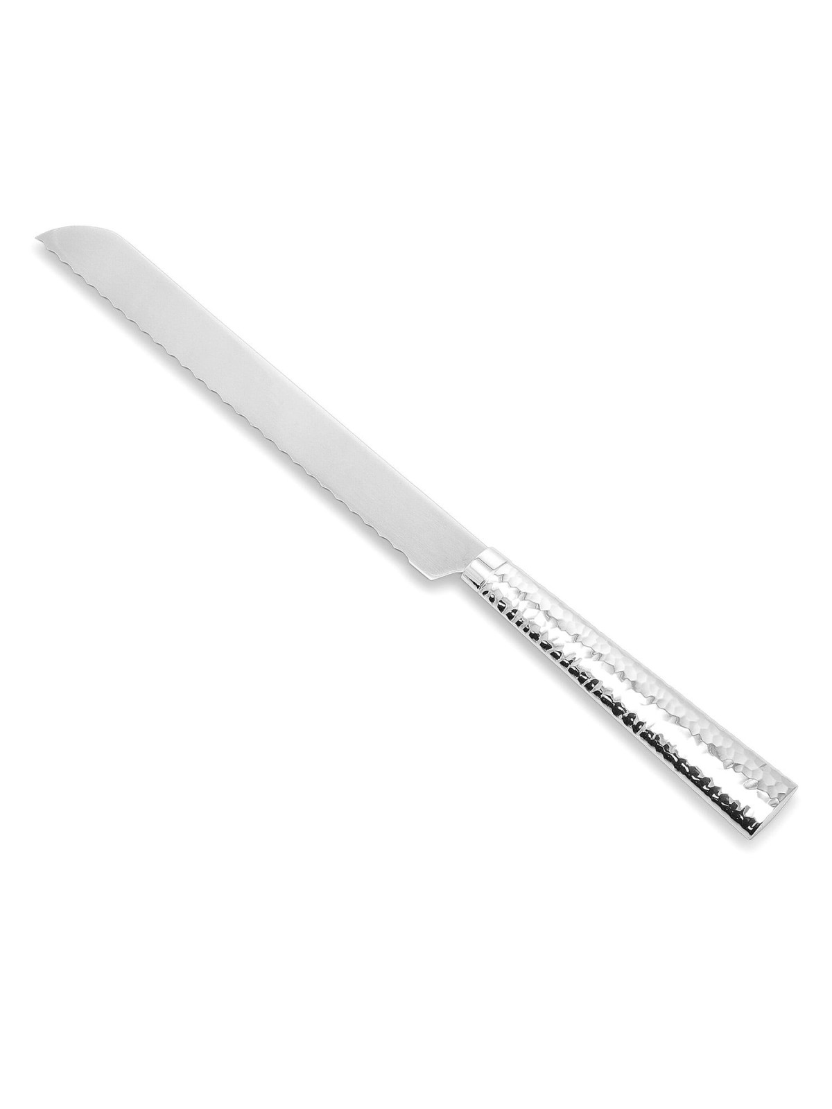 Hammered Silver-Plated Serrated Challah Knife by Hazorfim